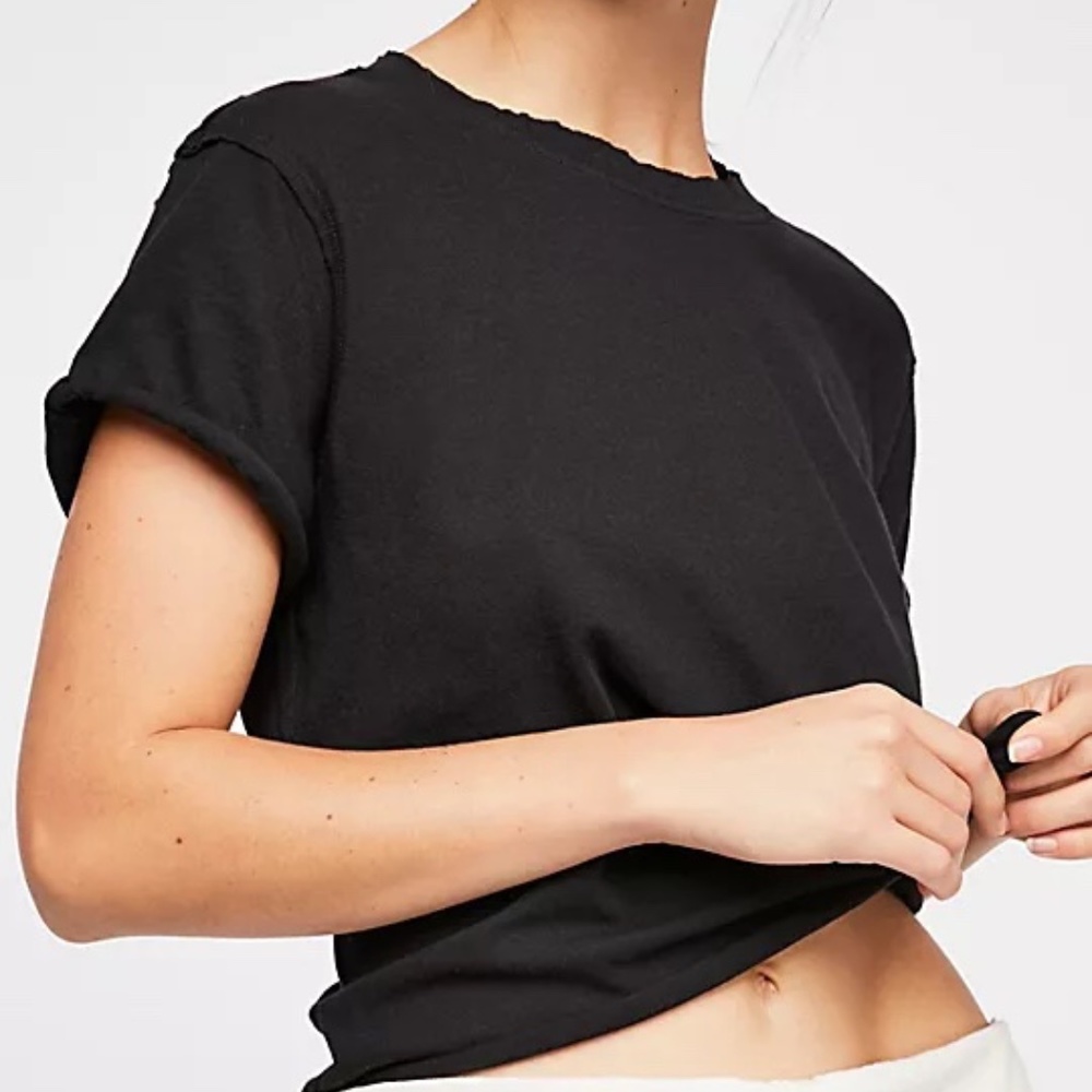 Free People We the Free The Perfect Tee Cropped in Black